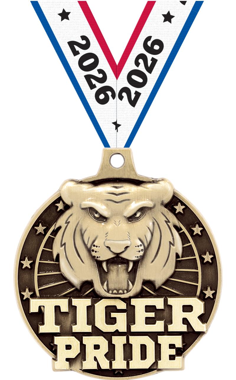 2" 3D TIGER PRIDE GOLD MEDAL