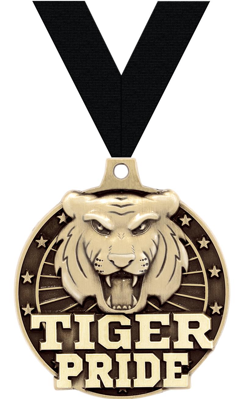 2" 3D TIGER PRIDE GOLD MEDAL