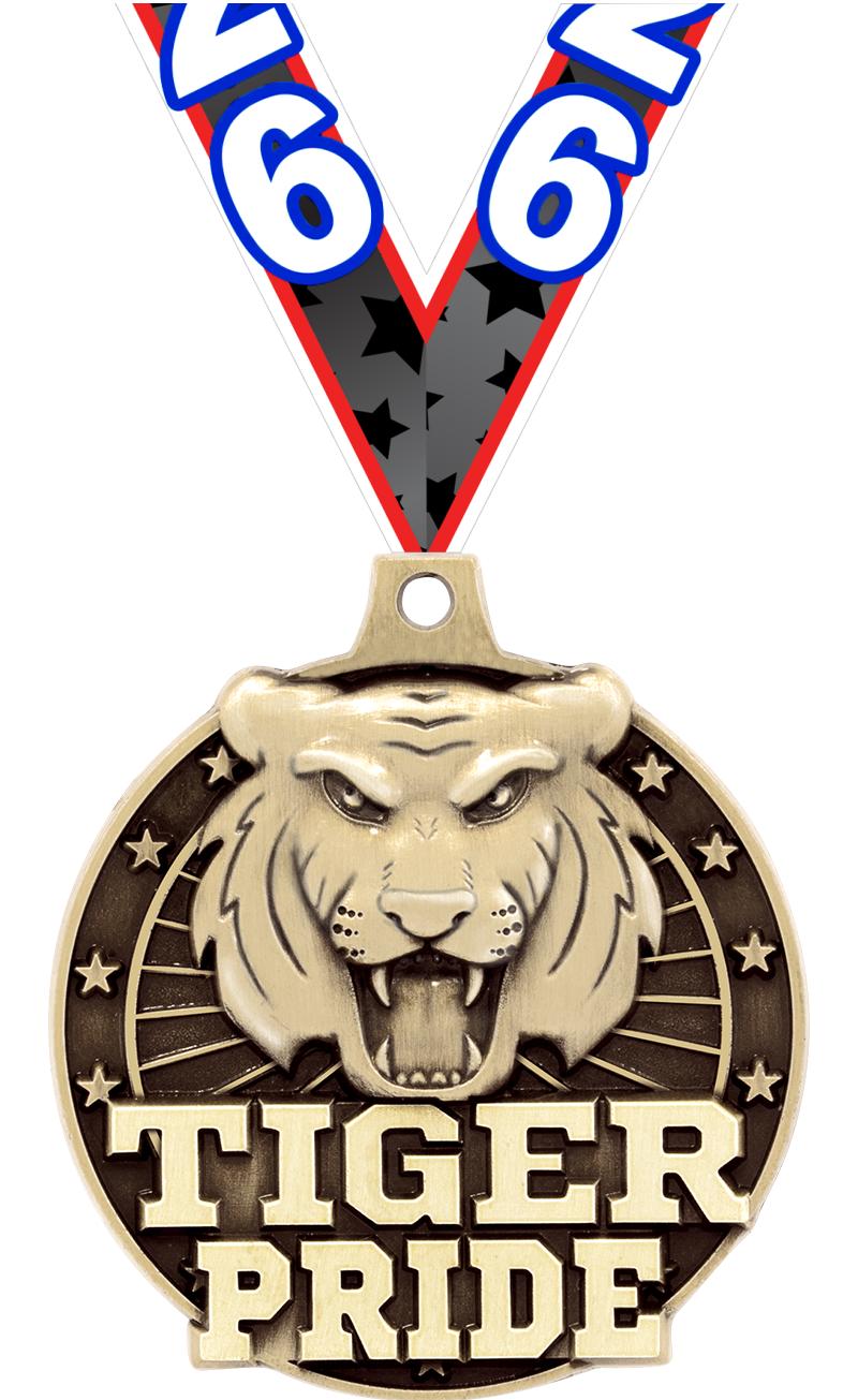 2" 3D TIGER PRIDE GOLD MEDAL