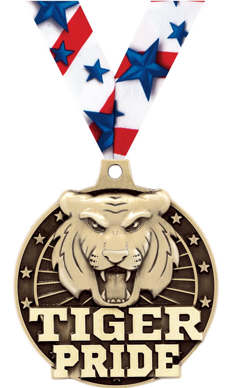 2" 3D TIGER PRIDE GOLD MEDAL