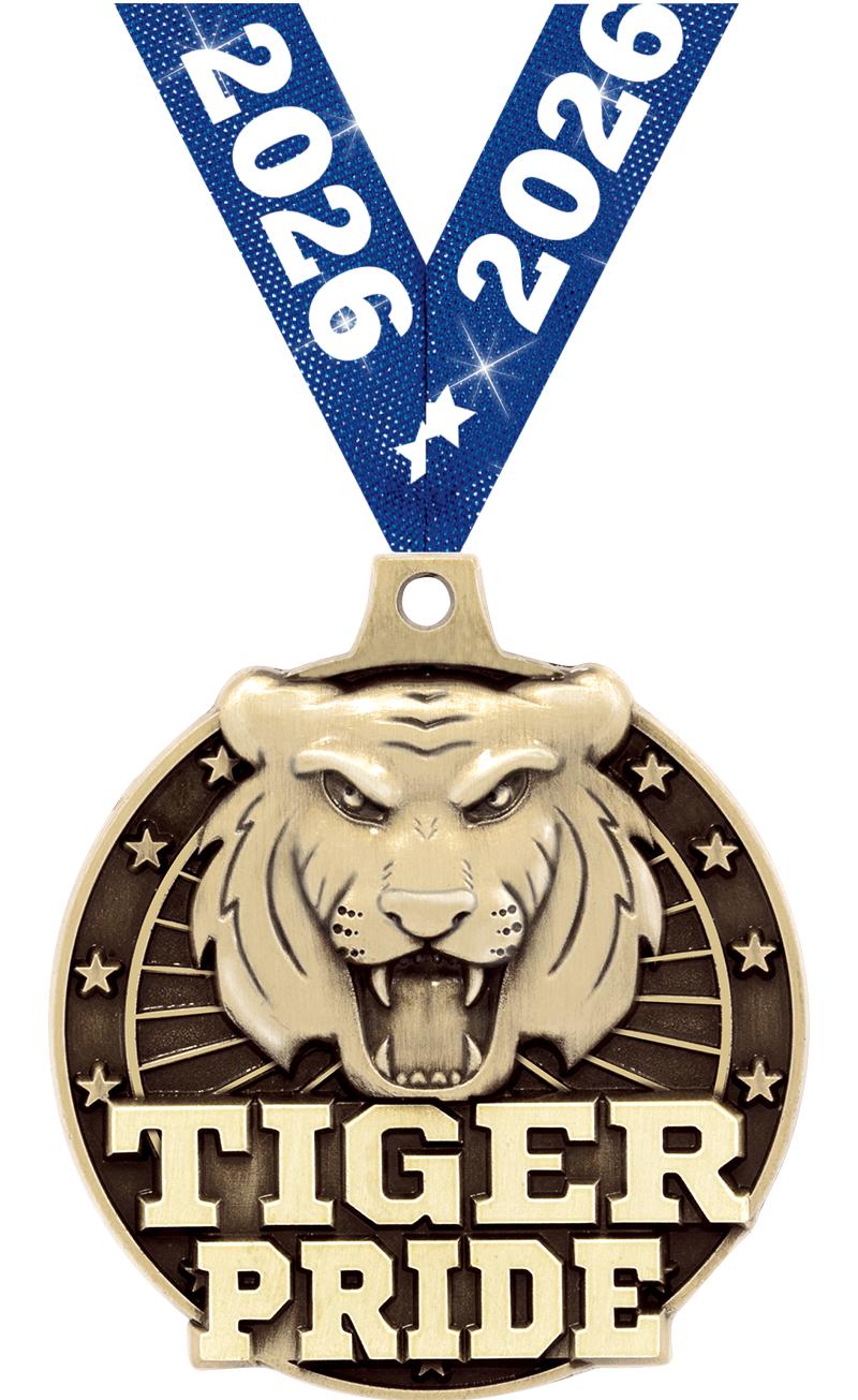 2" 3D TIGER PRIDE GOLD MEDAL