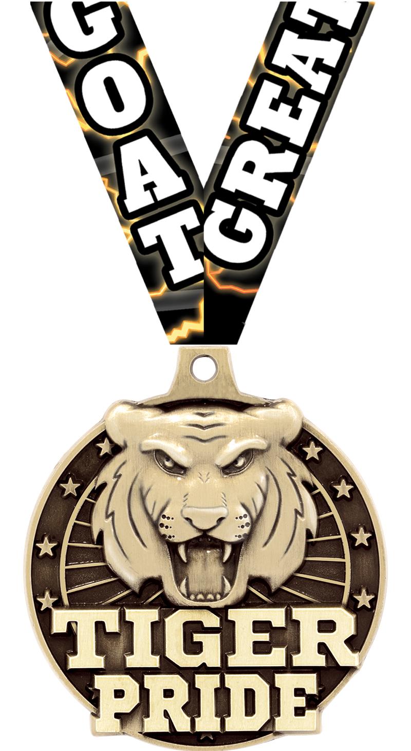 2" 3D TIGER PRIDE GOLD MEDAL