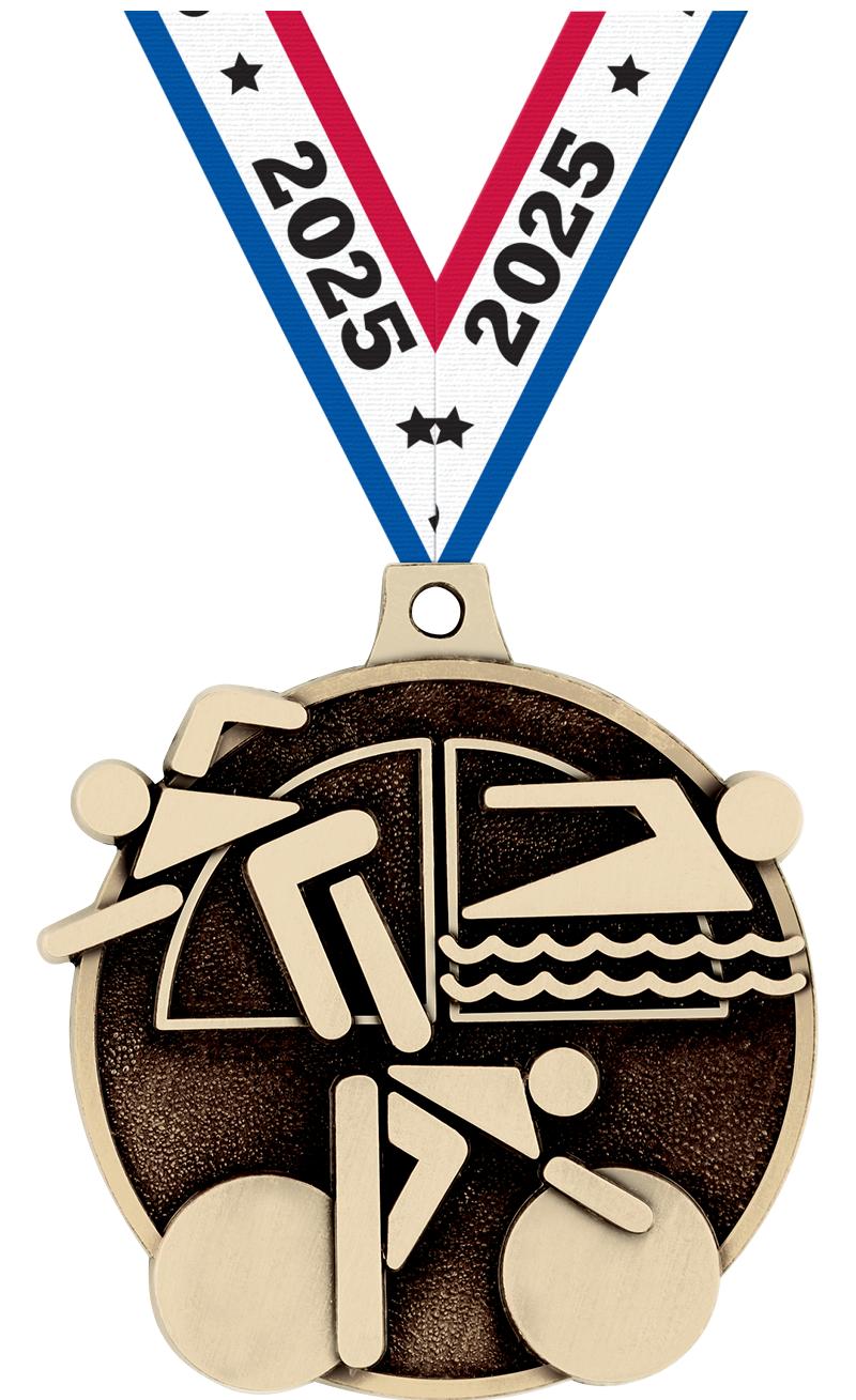 2" 3D TRIATHLON MEDAL GOLD