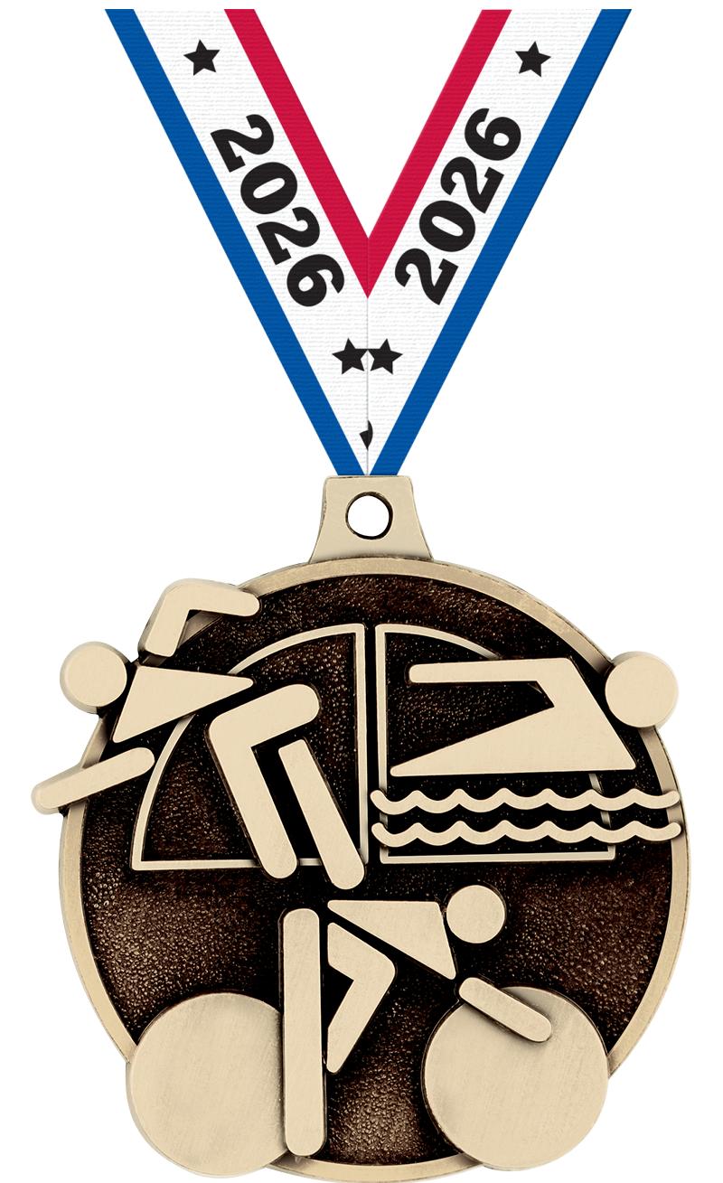 2" 3D TRIATHLON MEDAL GOLD
