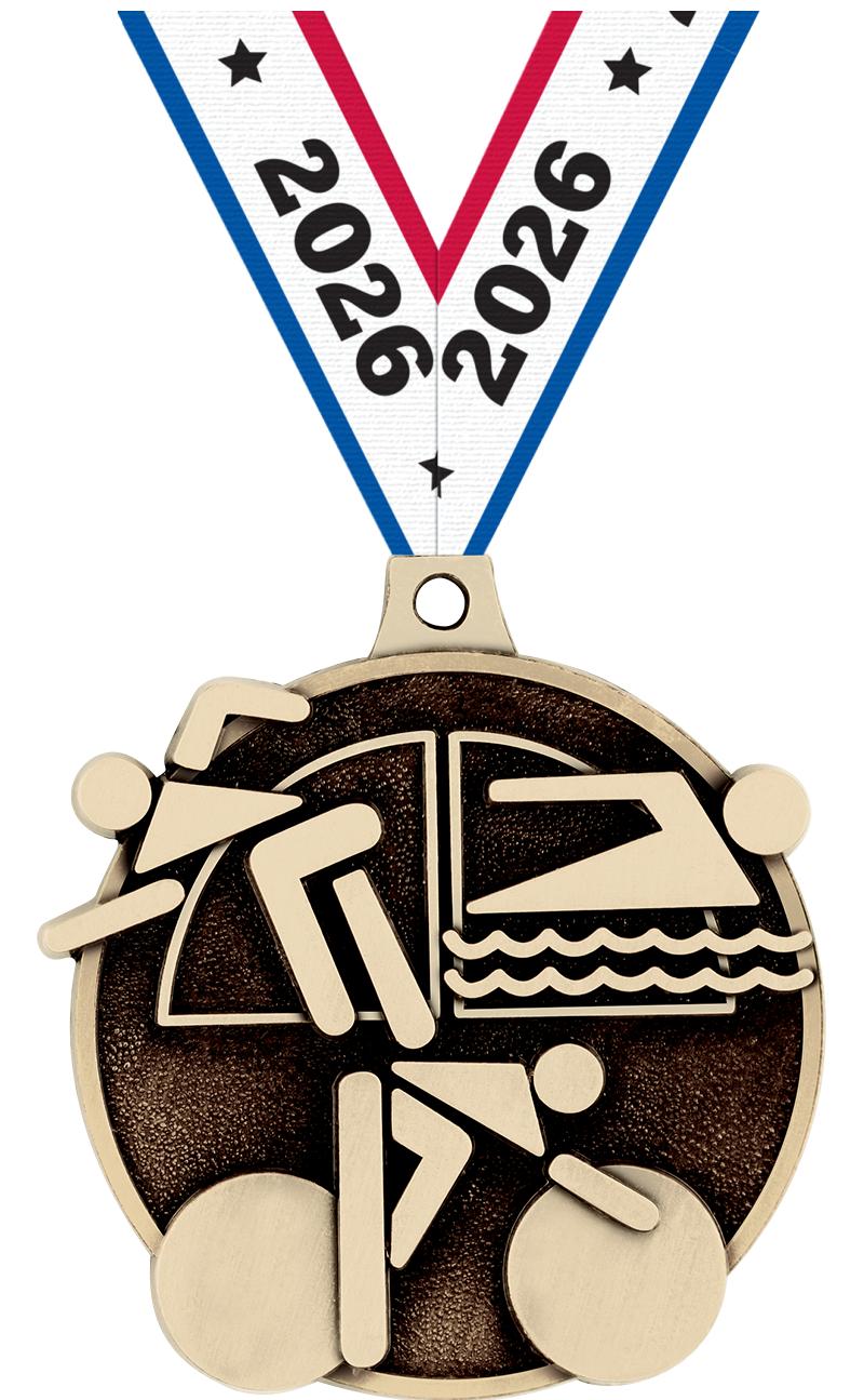 2" 3D TRIATHLON MEDAL GOLD