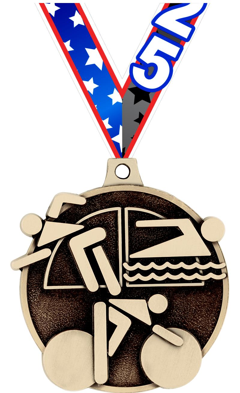2" 3D TRIATHLON MEDAL GOLD