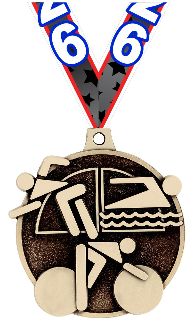 2" 3D TRIATHLON MEDAL GOLD