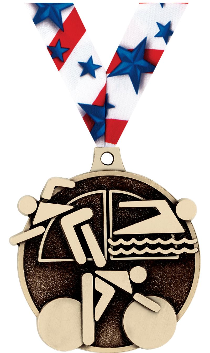 2" 3D TRIATHLON MEDAL GOLD