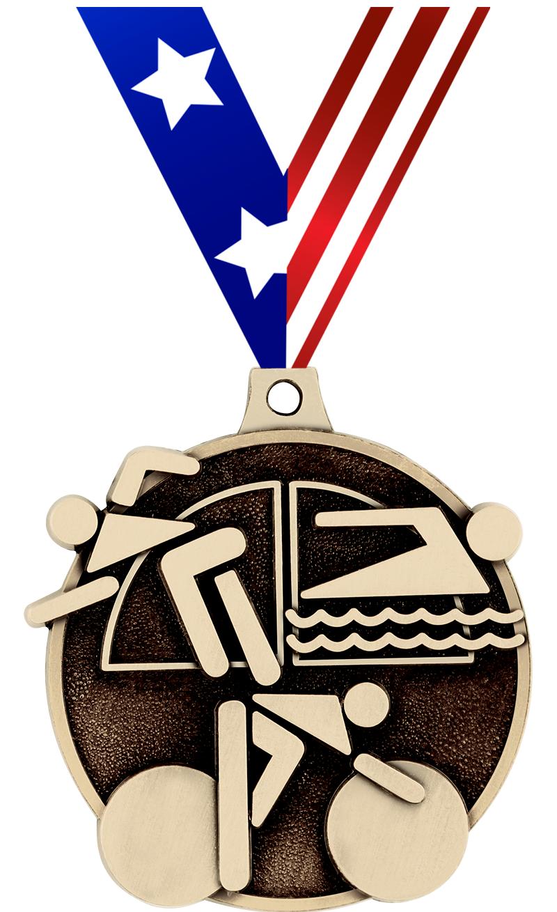 2" 3D TRIATHLON MEDAL GOLD