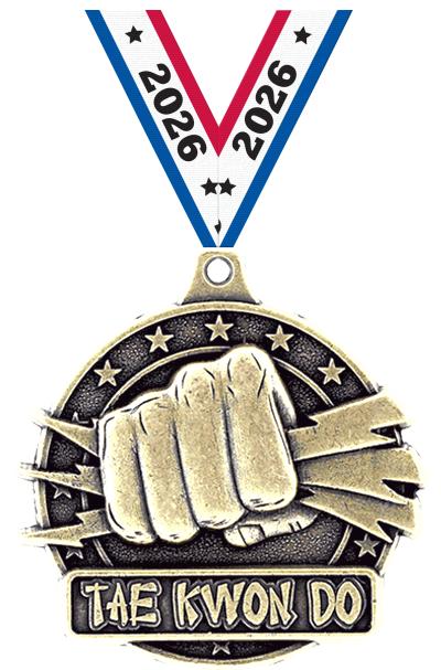 2" 3D TAE KWON DO MEDAL GOLD