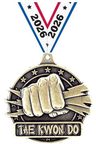 2" 3D TAE KWON DO MEDAL GOLD