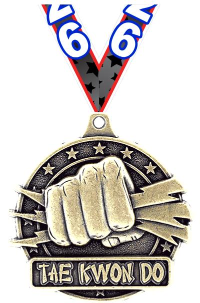 2" 3D TAE KWON DO MEDAL GOLD