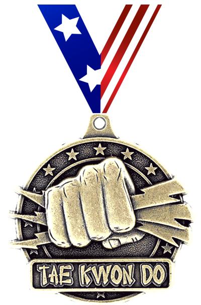 2" 3D TAE KWON DO MEDAL GOLD