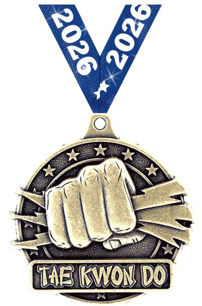 2" 3D TAE KWON DO MEDAL GOLD