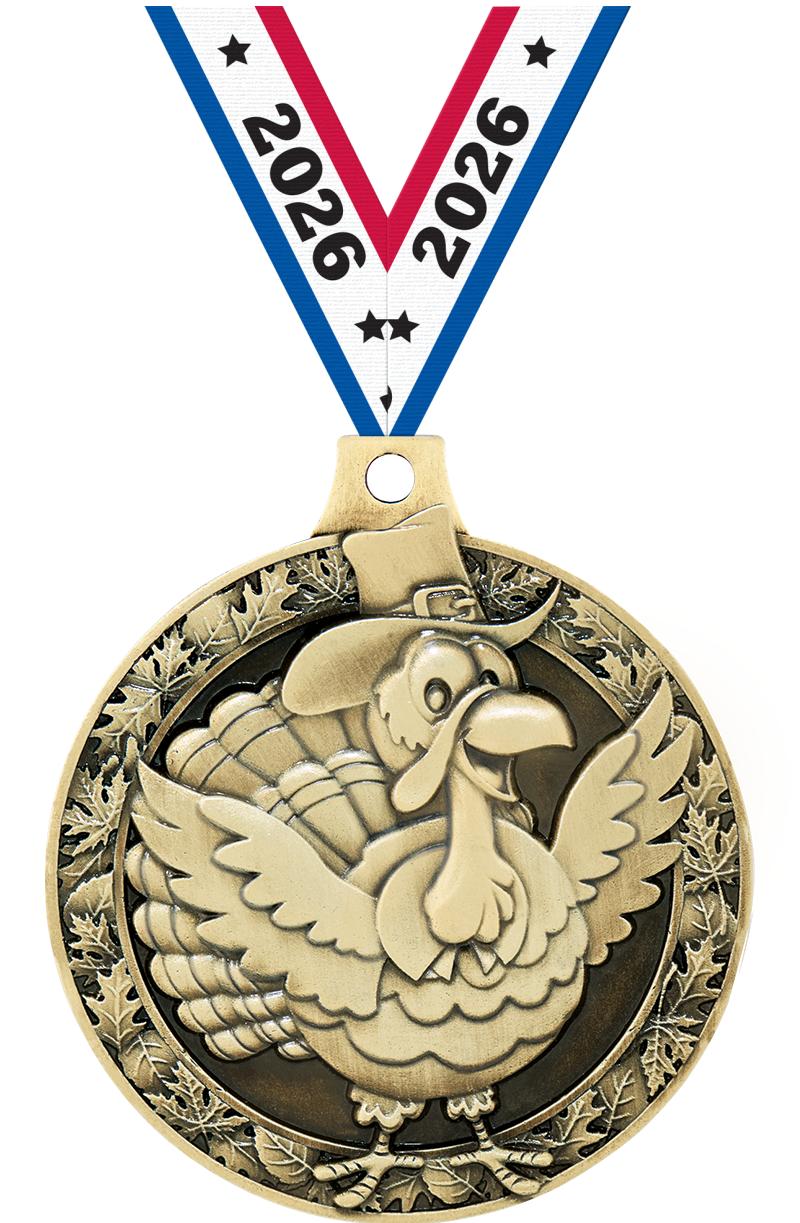 2"3D TURKEY MEDAL GOLD