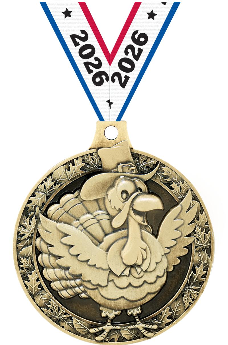 2"3D TURKEY MEDAL GOLD