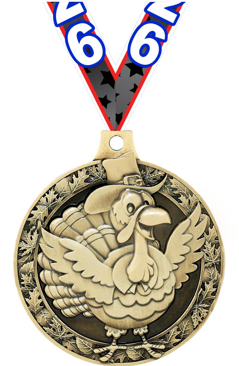 2"3D TURKEY MEDAL GOLD