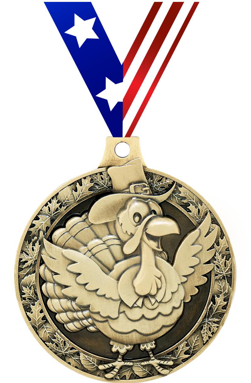 2"3D TURKEY MEDAL GOLD