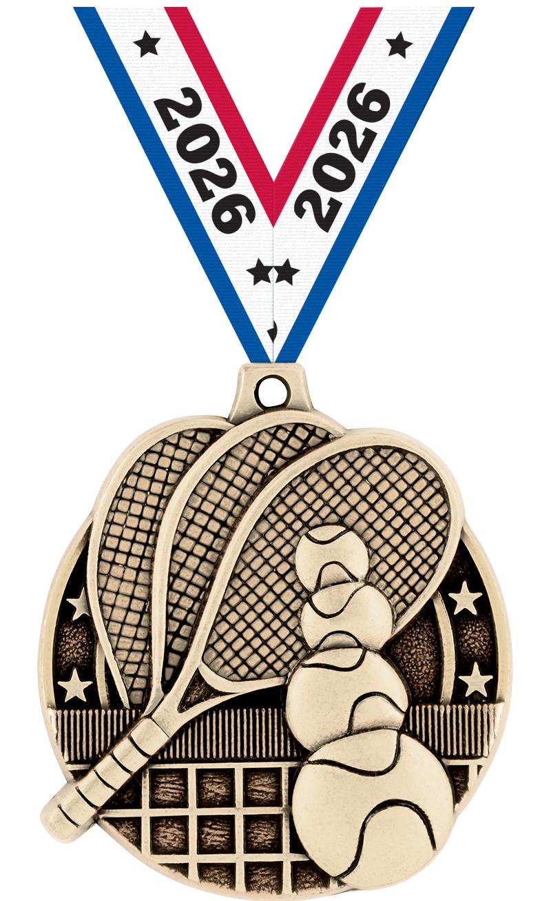 2" 3D TENNIS MEDAL GOLD