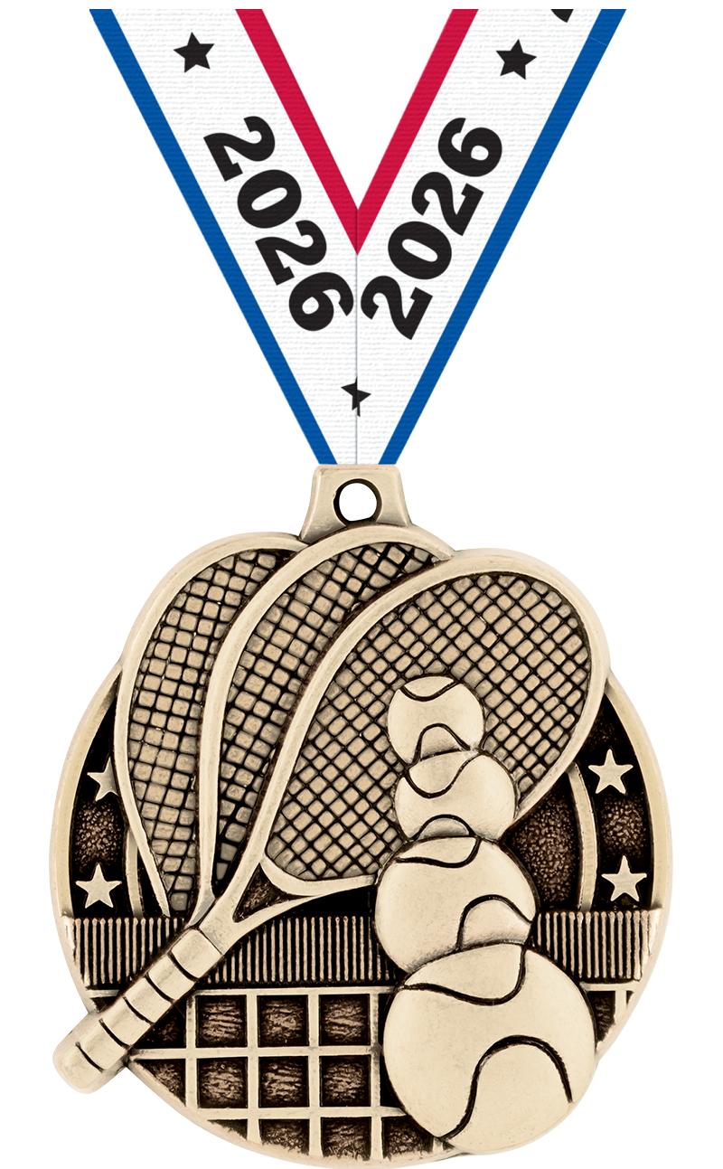 2" 3D TENNIS MEDAL GOLD