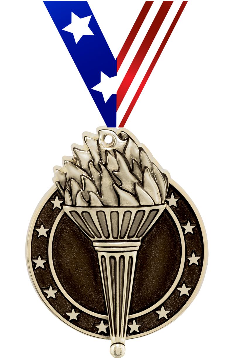 2" 3D TORCH MEDAL GOLD