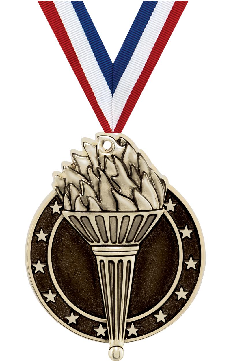 2" 3D TORCH MEDAL GOLD
