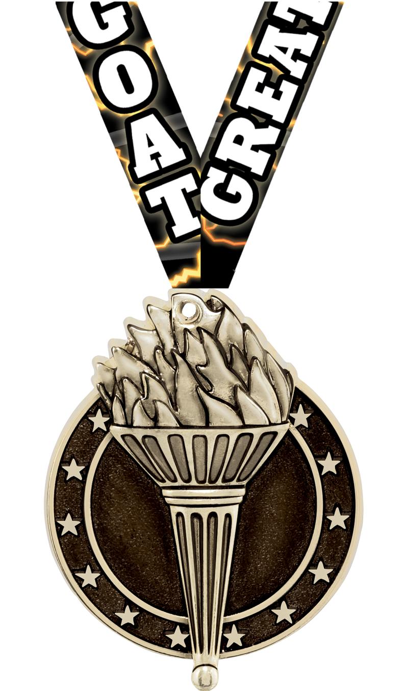 2" 3D TORCH MEDAL GOLD
