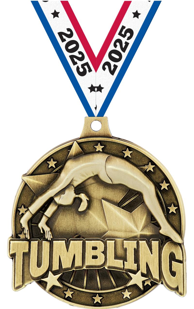 2" 3D TUMBLING MEDAL GOLD