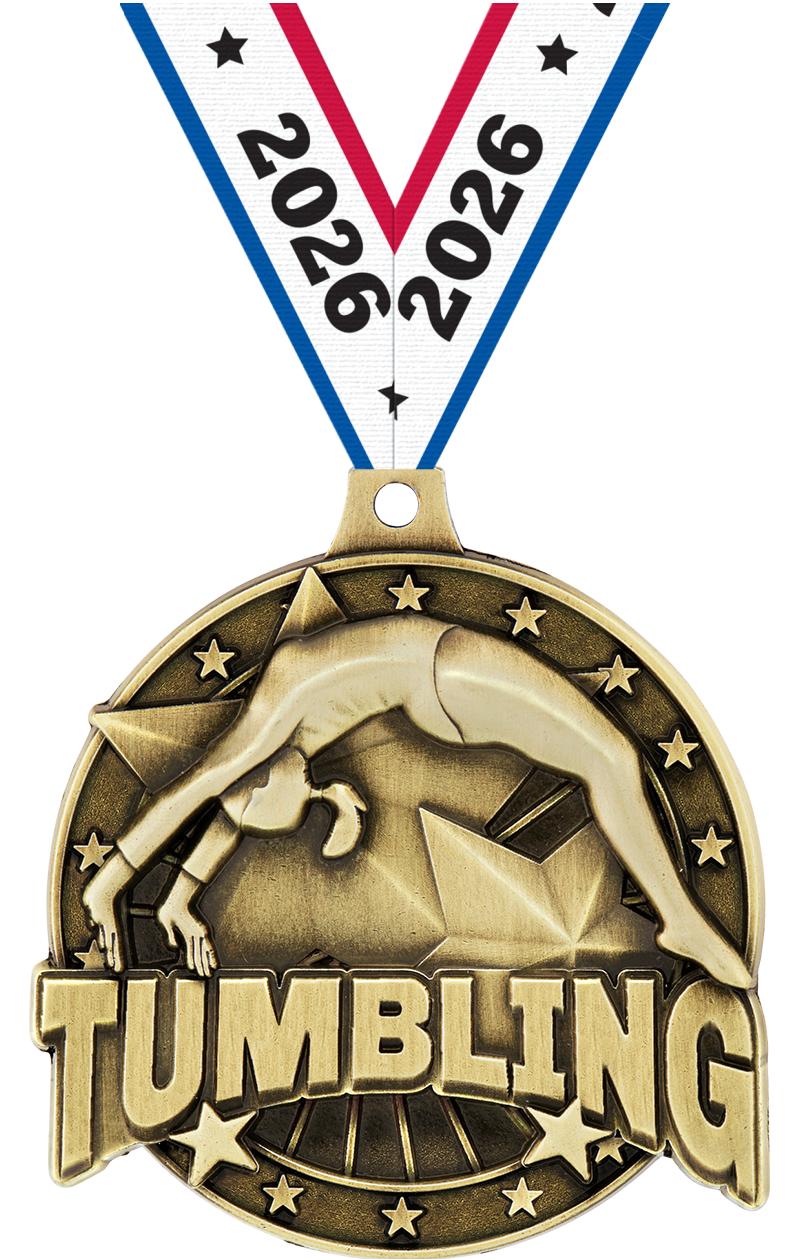 2" 3D TUMBLING MEDAL GOLD