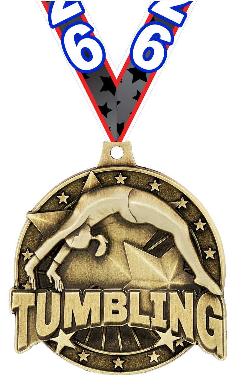 2" 3D TUMBLING MEDAL GOLD