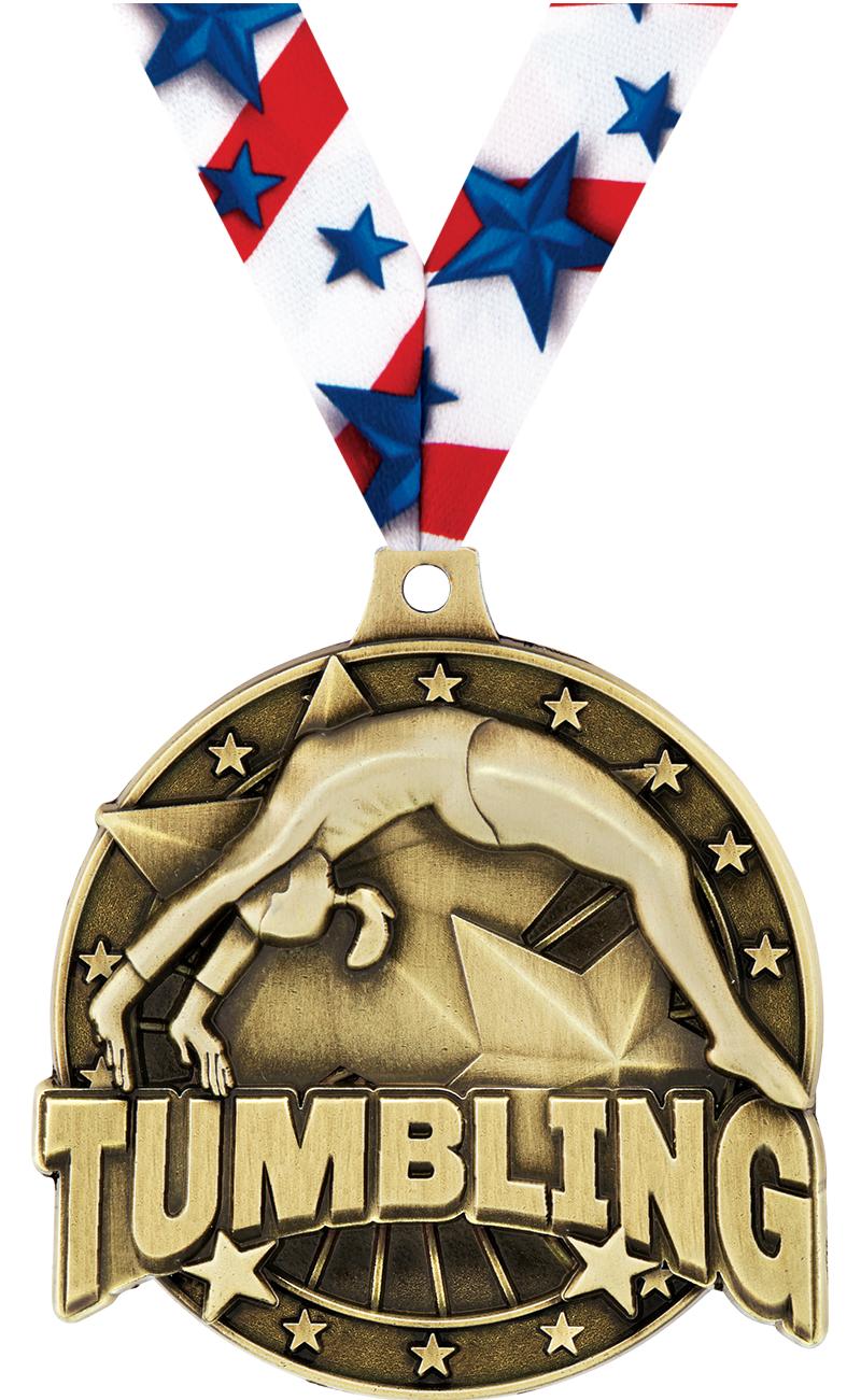 2" 3D TUMBLING MEDAL GOLD