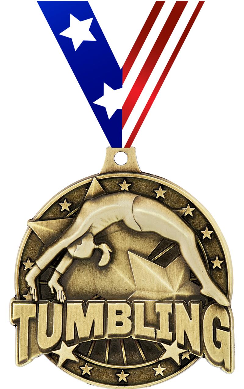 2" 3D TUMBLING MEDAL GOLD