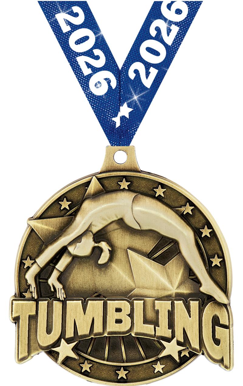 2" 3D TUMBLING MEDAL GOLD