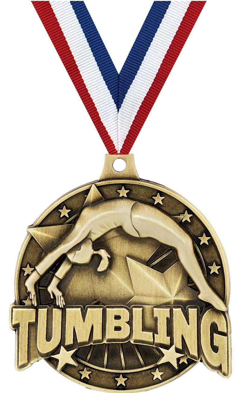 2" 3D TUMBLING MEDAL GOLD
