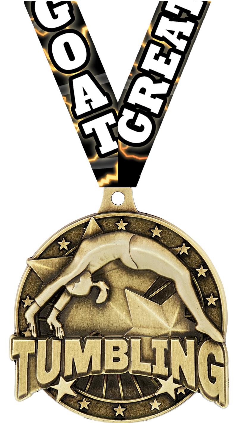 2" 3D TUMBLING MEDAL GOLD