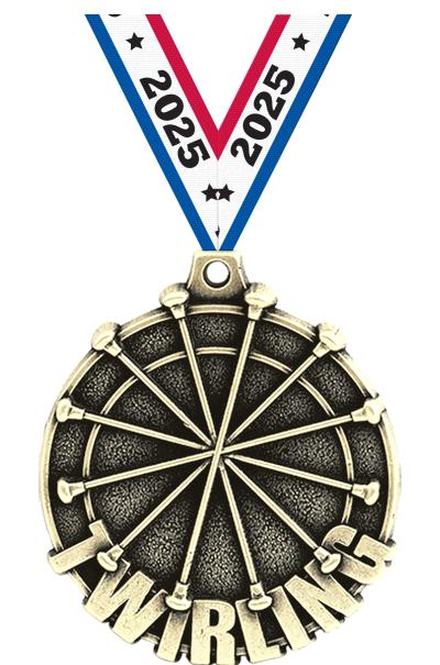 2" 3D TWIRLING MEDAL GOLD