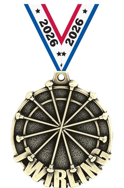 2" 3D TWIRLING MEDAL GOLD