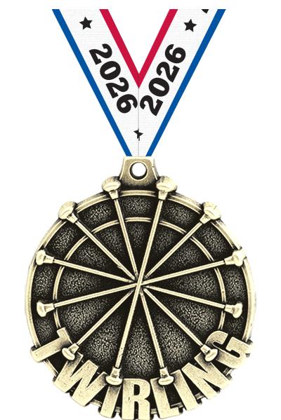 2" 3D TWIRLING MEDAL GOLD