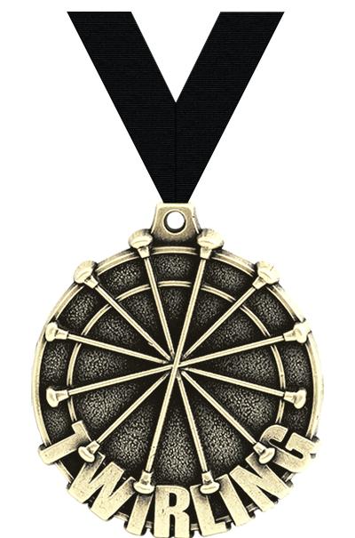 2" 3D TWIRLING MEDAL GOLD