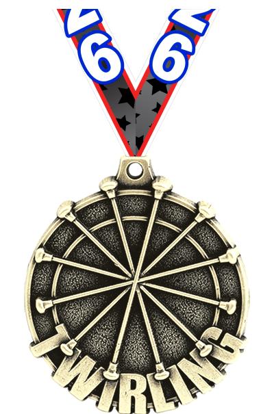 2" 3D TWIRLING MEDAL GOLD