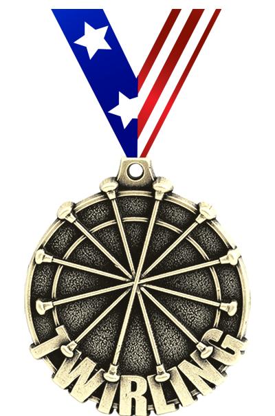 2" 3D TWIRLING MEDAL GOLD