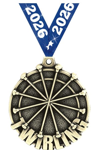 2" 3D TWIRLING MEDAL GOLD