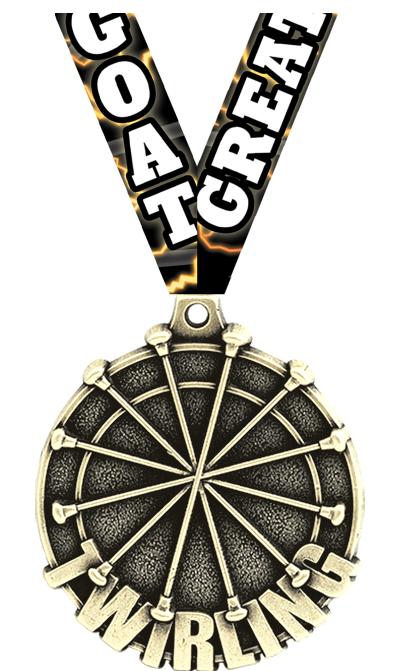 2" 3D TWIRLING MEDAL GOLD