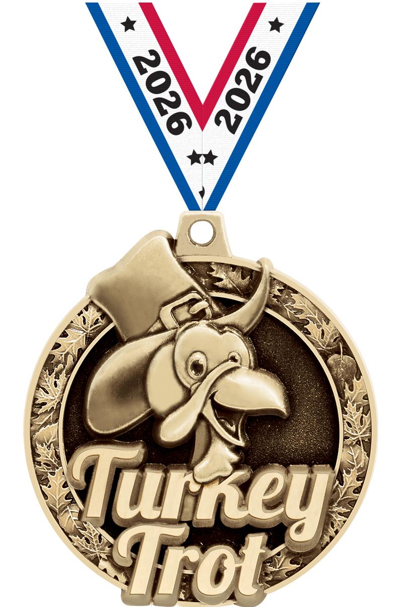 2"3D TURKEY TROT MEDAL GOLD