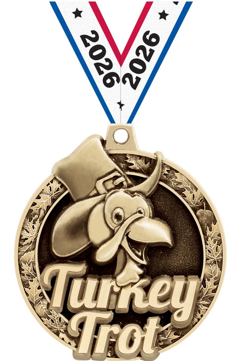 2"3D TURKEY TROT MEDAL GOLD