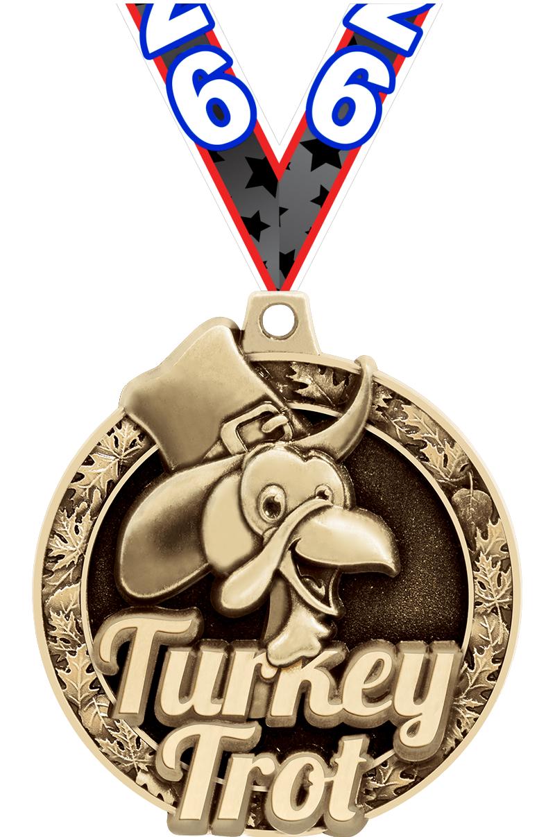 2"3D TURKEY TROT MEDAL GOLD