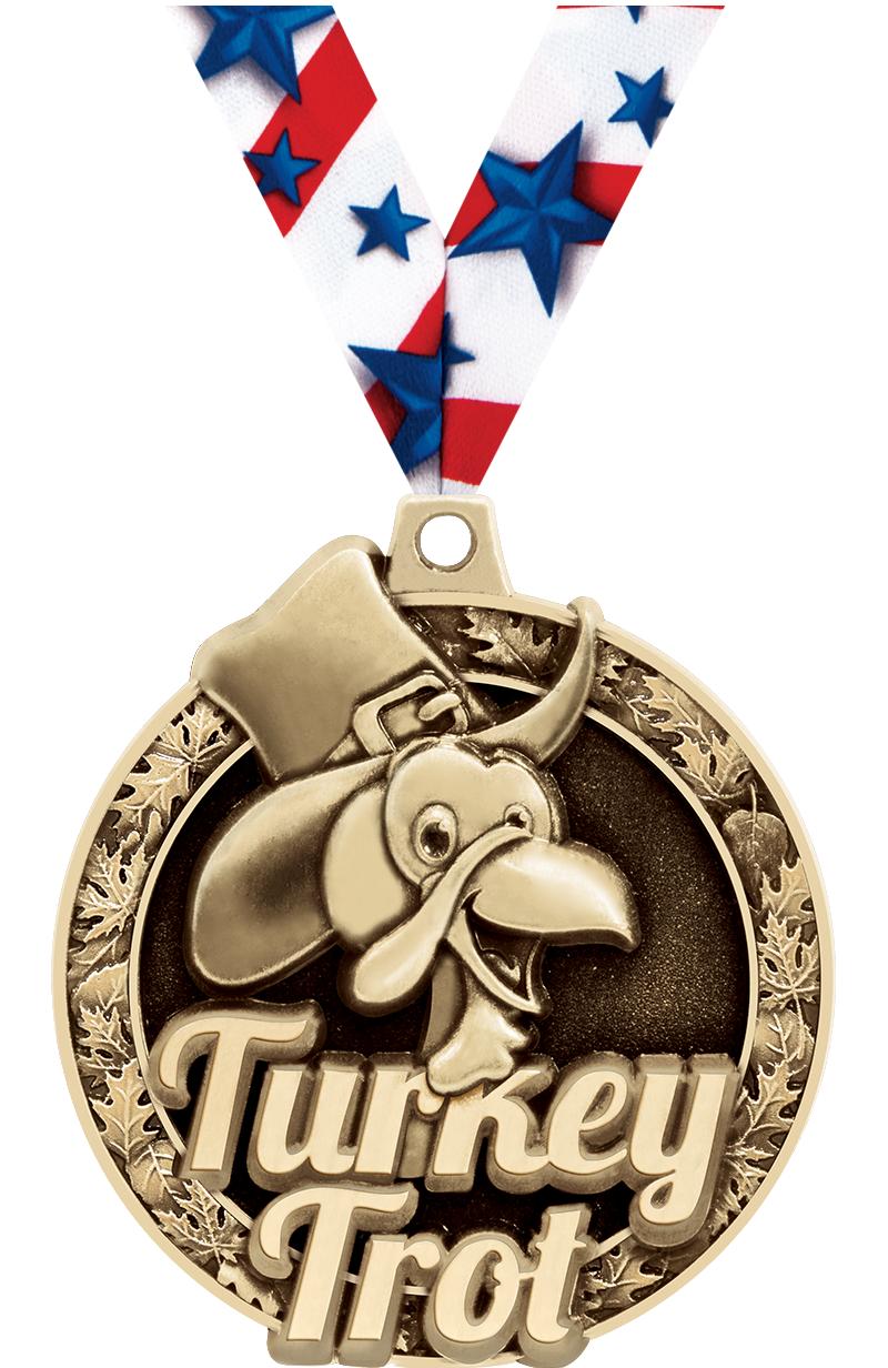 2"3D TURKEY TROT MEDAL GOLD
