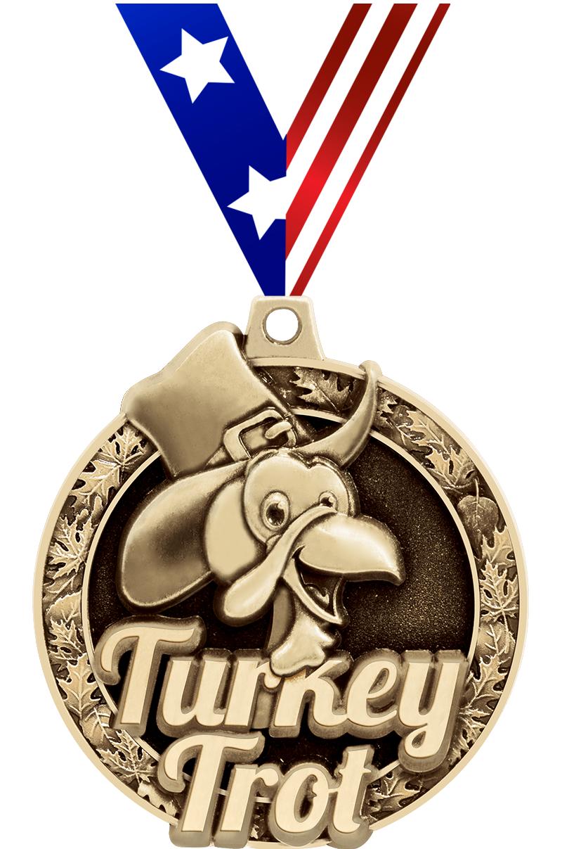 2"3D TURKEY TROT MEDAL GOLD