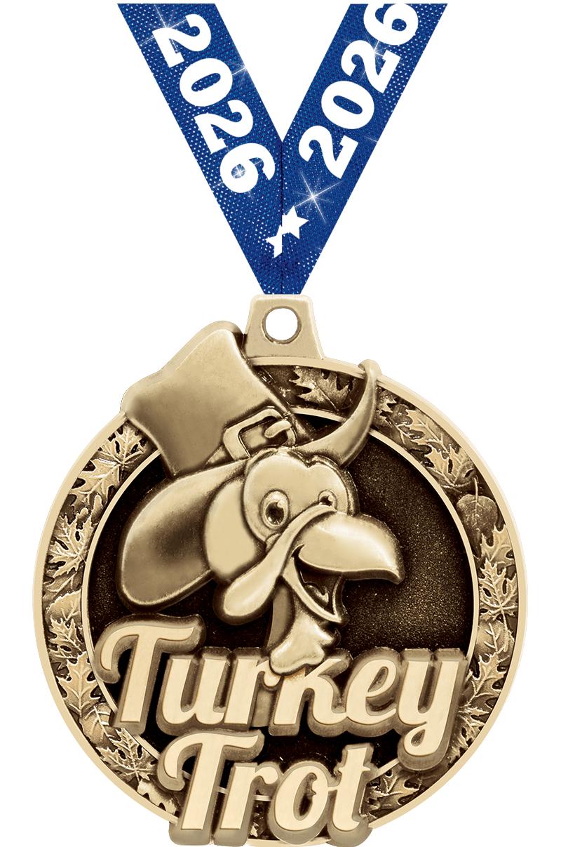 2"3D TURKEY TROT MEDAL GOLD