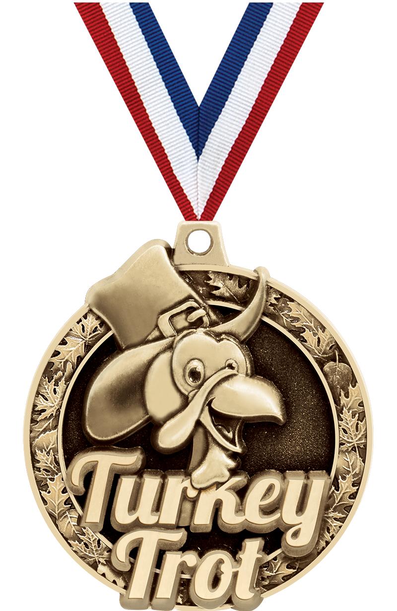 2"3D TURKEY TROT MEDAL GOLD